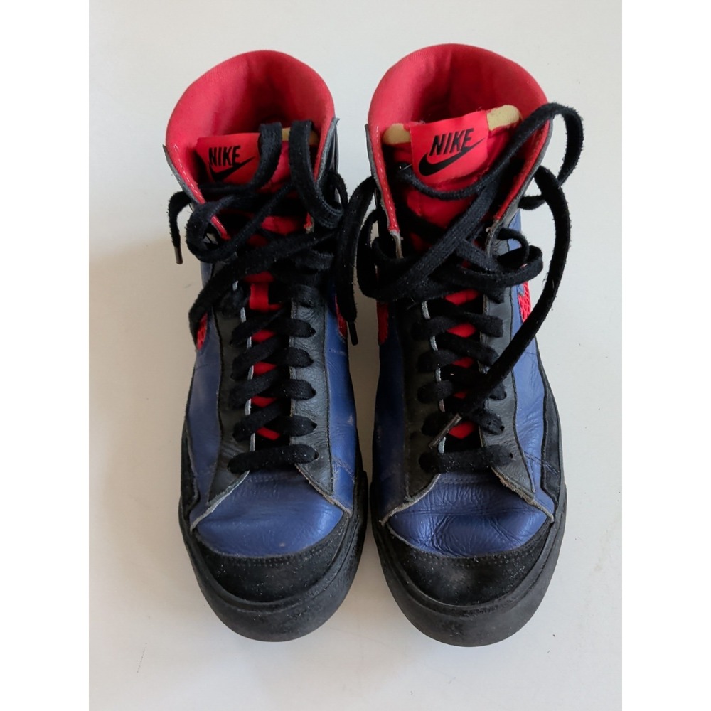 Nike Blazer Mid 77 Blue Red Leather Sneakers D07397-991 Men's Sz 9.5 Breathable